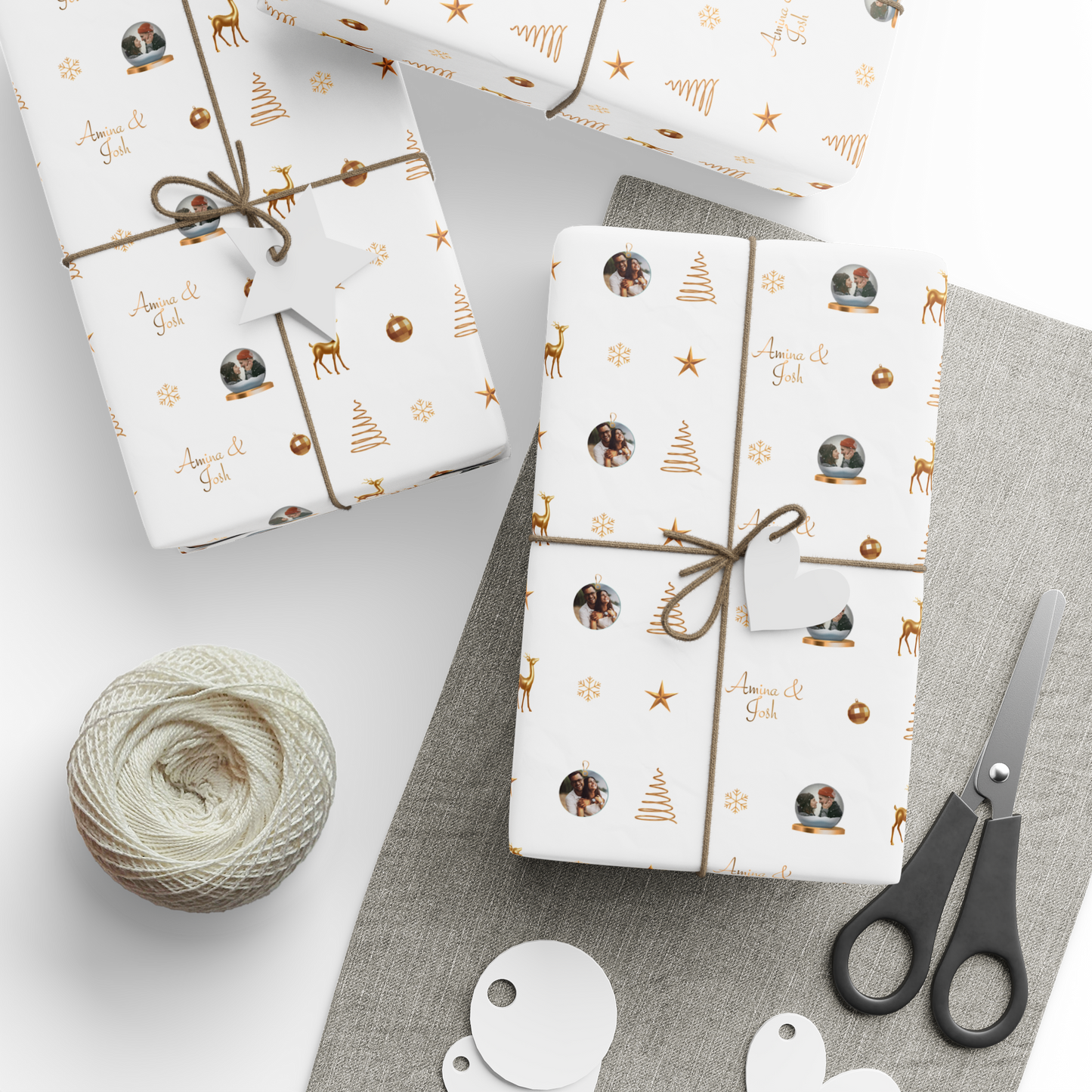 Golden Ornaments Gift Wrap Paper